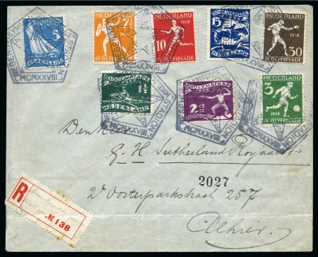1928 Amsterdam Olympic issue collection with a focus on FOOTBALL, with 7 covers/cards dated on days of the football matches