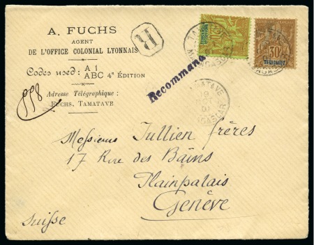 Stamp of Colonies françaises » Madagascar (Poste française) 1898-1903, Lot de 3 lettres pour la Suisse : 1F Groupe