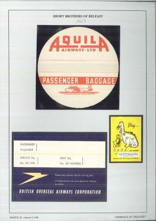 Stamp of Ireland » Airmails 1970-2000 Aer Lingus & other Air Lines Ephemera: Collection of mostly safely instruction cards
