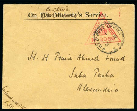 1916 'On His Majesty's Service' "Active" envelope addressed