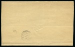 5pa brown, block of four, neatly tied or cancelled by pen crosses on 1880 local official wrapper