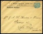 Stamp of Egypt » 1884 Changed Colours 1909 Commercial envelope from Cairo franked with 10pa green