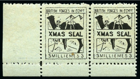 1932 3m black on azure greyish paper, mint nh cnr marginal pair