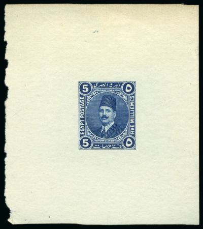 Stamp of Egypt » 1922-1936 King Fouad I Definitives 1922 Essay of Harrison: 5m dark blue, large die proof
