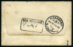 1901 Egypt Postage Due Stamps: A small envelope sent from GB to Egypt with postage dues on arrival
