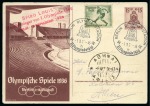 Stamp of Olympics » 1896 Athens SPIRO LOUIS signed 1936 Berlin 15pf+10pf Olympic postal stationery card