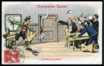 1914 Two comic cards entitled "Olympische Spiele!", one showing Javelin and other Discus