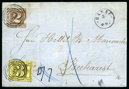 1860 cover franked with 2sgr black and rose and 3sgr