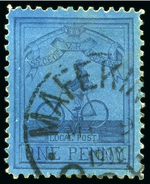 1900 Major Goodyear 1d deep blue on blue cancelled by Mafeking MY 9 1900 cds