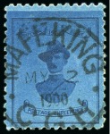 Stamp of South Africa » Mafeking 1900 Baden Powell 3d deep blue on blue and pale blue on blue, both used