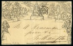 Stamp of Great Britain » 1840 Mulreadys & Caricatures 1844 (Mar 8) 1d Mulready lettersheet, forme 1 stereo A15, cancelled by a neat London "7" in MC, contains pre-printed invoice letter heading for Samuel Hanson & Son