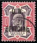 Stamp of Great Britain » Officials OFFICE OF WORKS: 1902 10d Dull purple & carmine O.W. Official neatly cancelled by a registered oval datestamp