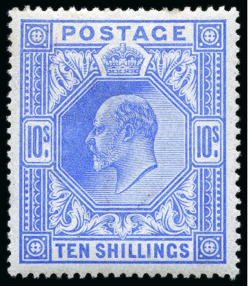 Stamp of Great Britain » King Edward VII » 1902-10 De La Rue Issues 1902-10 De La Rue 10s ultramarine mint nh