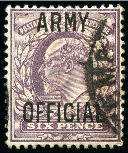 Stamp of Great Britain » Officials ARMY OFFICIAL: 1903 6d Pale dull purple with Army Official type O6 overprint, neatly cancelled by a small part cds