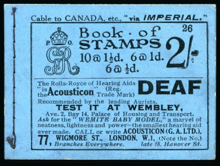 Stamp of Great Britain » Booklets 1924 2s Booklet, edition no.26, with advertisement pane NB15a(2)