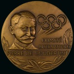 1994 Centenary: Medal, 70mm diameter, 7mm thick, bronze, depicting Pierre de Coubertin with Olympic Rings