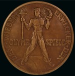 1937 "The Revival of the Olympic Games" Coubertin commemorative medal, 85mm, for the death of Pierre de Coubertin