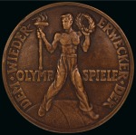 1937 "The Revival of the Olympic Games" Coubertin commemorative medal, 85mm, for the death of Pierre de Coubertin