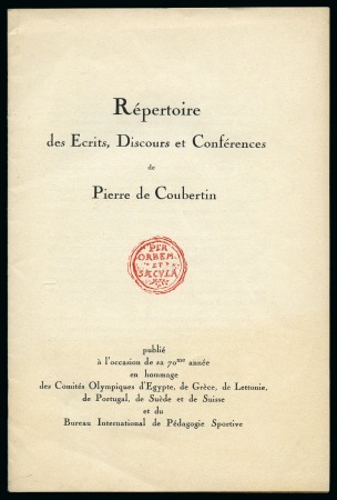 COUBERTIN: "Histoire Universelle" vol.3 by Pierre de Coubertin", pp.14, and "Histoire Universelle" vol.3 by Pierre de Coubertin
