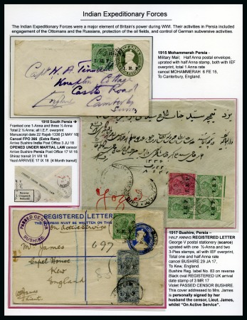 1915-1918 Indian Expeditionary Forces in Persia, an album page written up with three covers