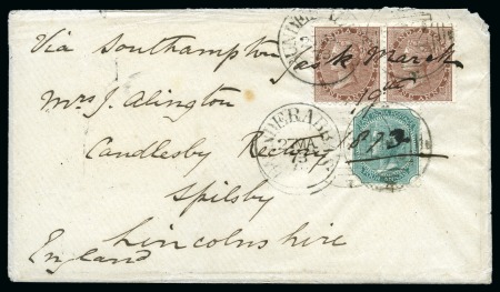 Stamp of Persia » Indian Postal Agencies in Persia Jask: 1873 Envelope from JASK franked with 6a (5a single