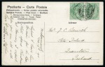 Stamp of Persia » Indian Postal Agencies in Persia MOHAMMERAH: 1911 Picture postcard of Mohammerah from Karoon river, franked with India KEVII 1/2a pair