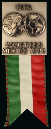 1986 FIFA CONGRESS in Mexico official badge with ribbon