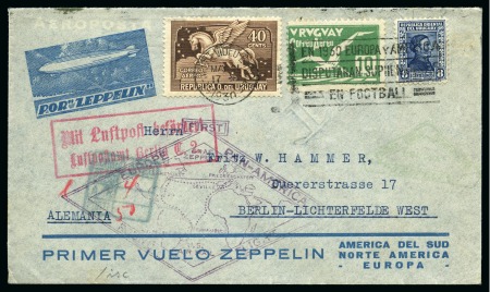 Stamp of Topics » Sport and Games » Football 1930 WORLD CUP: 1930 (May 21) First Zeppelin Pan-America-Europe with football slogan cancel