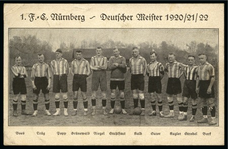 Stamp of Topics » Sport and Games » Football 1922 Postcard of Nurnberg FC, written by Otto Nerz, manager of the German national team from 1923 to 1936
