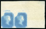 1840 1d Rainbow trial, state 3, in deep blue on stout white wove paper with a distinct ivory head on reverse