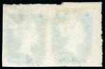 Stamp of Great Britain » Line Engraved Essays, Plate Proofs, Colour Trials and Reprints 1841 2d Blue trial without corner letters in top left hand corner marginal horizontal pair