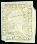 1848-59 Post Paid 2d blue, worn impression, position 10, used, bottom left corner sheet marginal with pre-printing paper folds
