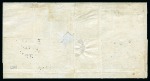 UNIQUE FRANKING: 1848-59 Post Paid 1d red, early impression, HORIZONTAL STRIP OF THREE on 1854 folded letter sheet