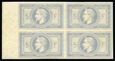 1869 5F Empire violet-gris non dentelé en bloc de 4