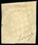 1849, Cérès 1 franc VERMILLON oblitération grille finement