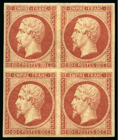 Stamp of France » Empire 1853-1862 1854, Empire non dentelé 80c nuance carmin rose