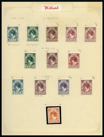 Stamp of Large Lots and Collections Netherlands: 1891-97 & 1898-1923 issues including multiples and different shades