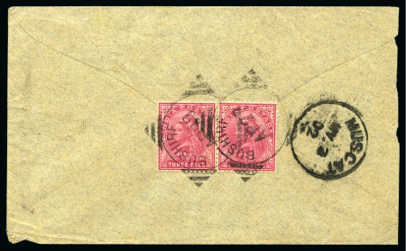 Stamp of Persia » Indian Postal Agencies in Persia Bushire: 1902 Envelope to MUSCAT franked on reverse