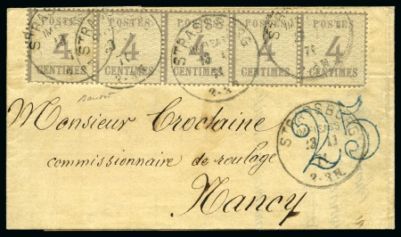 Stamp of France » Alsace-Lorraine 1871, Lettre du 13 Novembre de Strasbourg pour Nancy, taxée