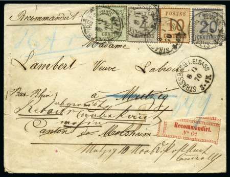 Stamp of France » Alsace-Lorraine 1870, Lettre recommandée du 8 Novembre de Strasbourg