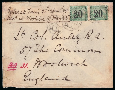 1885 (28.4) Letter to England writted at Tani and posted