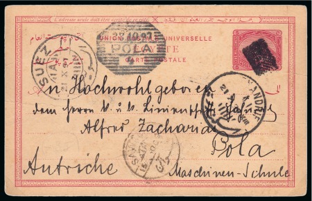 1897 (15.10) Postcard from Suakin to Pola, Austria,