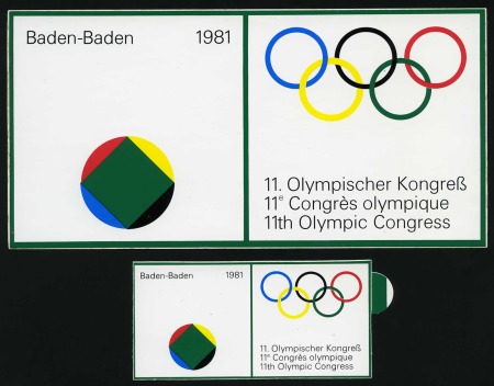 Stamp of Olympics » Pierre de Coubertin and the IOC 1981 IOC Congress in Baden-Baden, two card labels