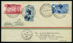 1934 World Cup 50c, 75c, 1L25 on CRASH COVER from Rome