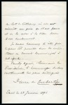 Pierre de Coubertin handwritten letter addressed to the President of the Paris Municipal Council, signed "Pierre de Coubertin"