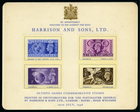 1948 Olympics set on Harrison & Sons presentation card and also on International Telegraph and Telephone Conference presentation booklet