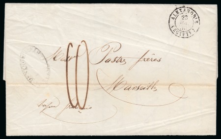 1850 (23.5) Letter from Alexandria to Marseille, postmarked