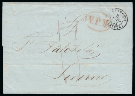 Stamp of Egypt » French Post Offices » Alexandria 1852 (8.7) Letter from Alexandria to Livorno, postmarked