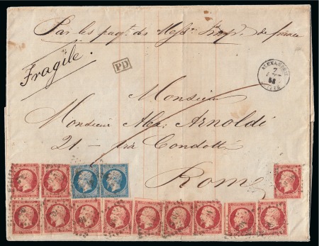 Stamp of Egypt » French Post Offices » Alexandria 1858 (7.9) Letter from Alexandria to Rome, Italy, sent
