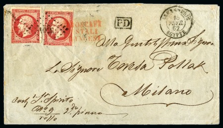 1862 (18.2) Cover from Alexandria to Milano, franked